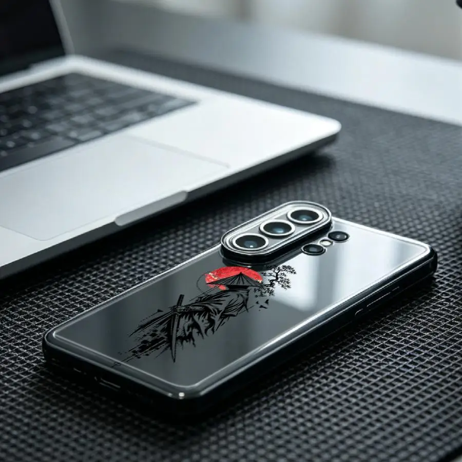 Фото Чехол с принтом «Самурай и Красное Солнце» для Samsung Galaxy S26 S25 Edge S22 FE S23 Ultra S20 Plus Note 20 Ultra 10 S24 S21 №5