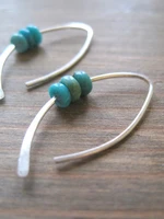 vintage boho ethnic hand green beaded stone hook drop earrings for women wholesale indian tribal vintage earrings