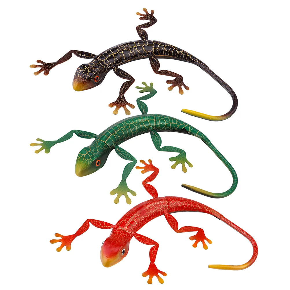 

3Pcs Metal Gecko 3D Wall Art Sculpture Indoor Outdoor Hanging Ornament