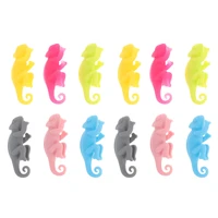 12pcs cartoon chameleons shape wine glass charms wine markers random color