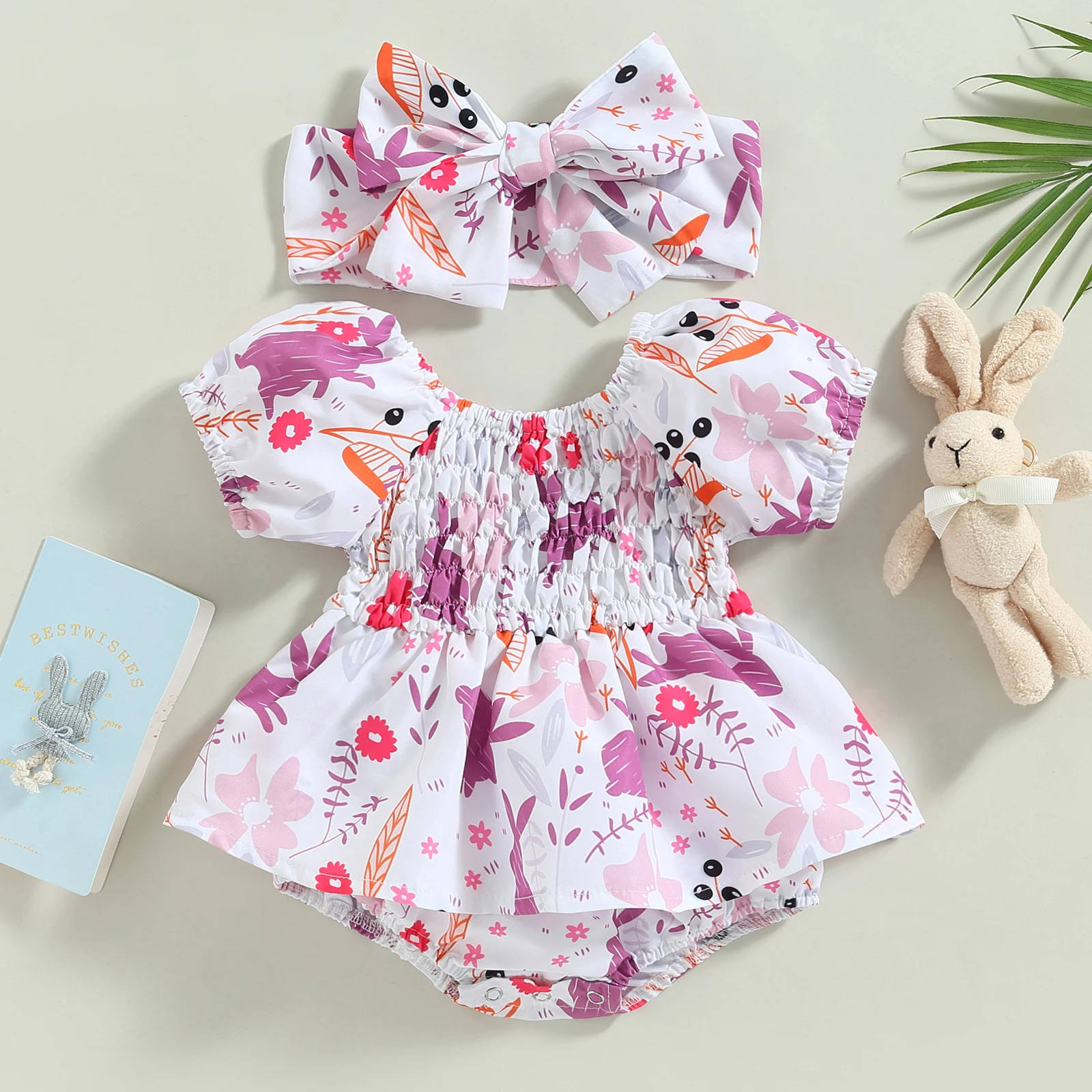 

Пасхальный наряд для новорожденных 0-18 месяцев, платье в виде кролика для маленьких девочек, комбинезон, милые Боди с дымками, платья, мой первый Пасхальный костюм, одежда