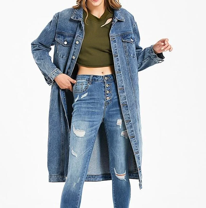 

Women's Denim Jacket Spring Autumn Oversized Outwear Female Loose Long Sleeve Streetwear Plus Size Casual Korean Coats Aesthetic