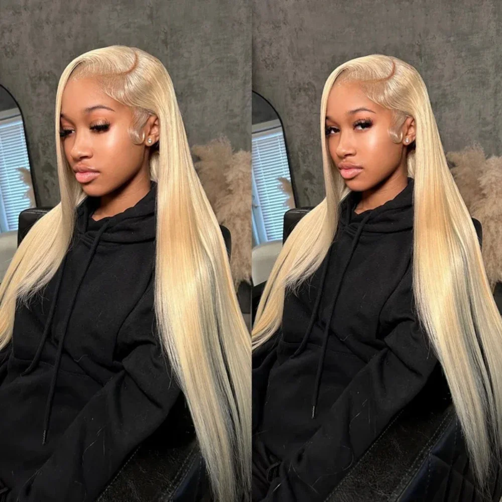 Блондинка Bone Straight 13x6 HD Парик из натуральных волос на кружеве 613 Медовый цвет