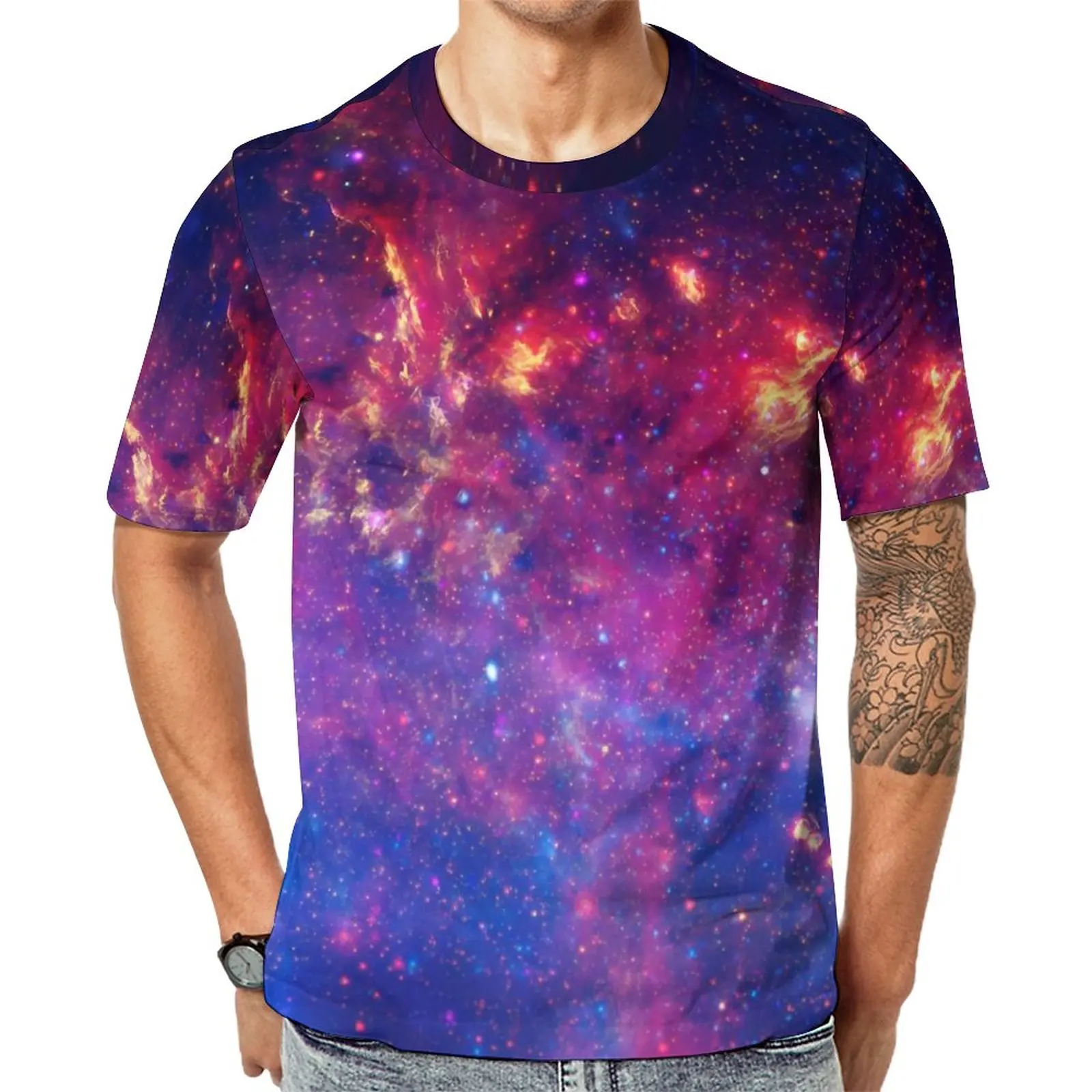 

Colorful Space T-Shirt Milky Way Galaxy Y2K T-Shirts O-Neck Harajuku Tee Shirt Premium Male Graphic Tops Plus Size