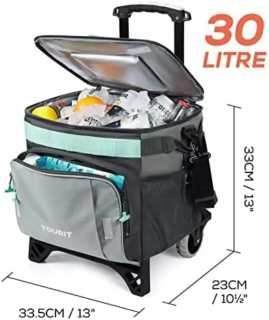 Leakproof Insulated Soft Cooler Bag With Wheels And All-terrain Cart For Beach, Camping,  Travel, Out
