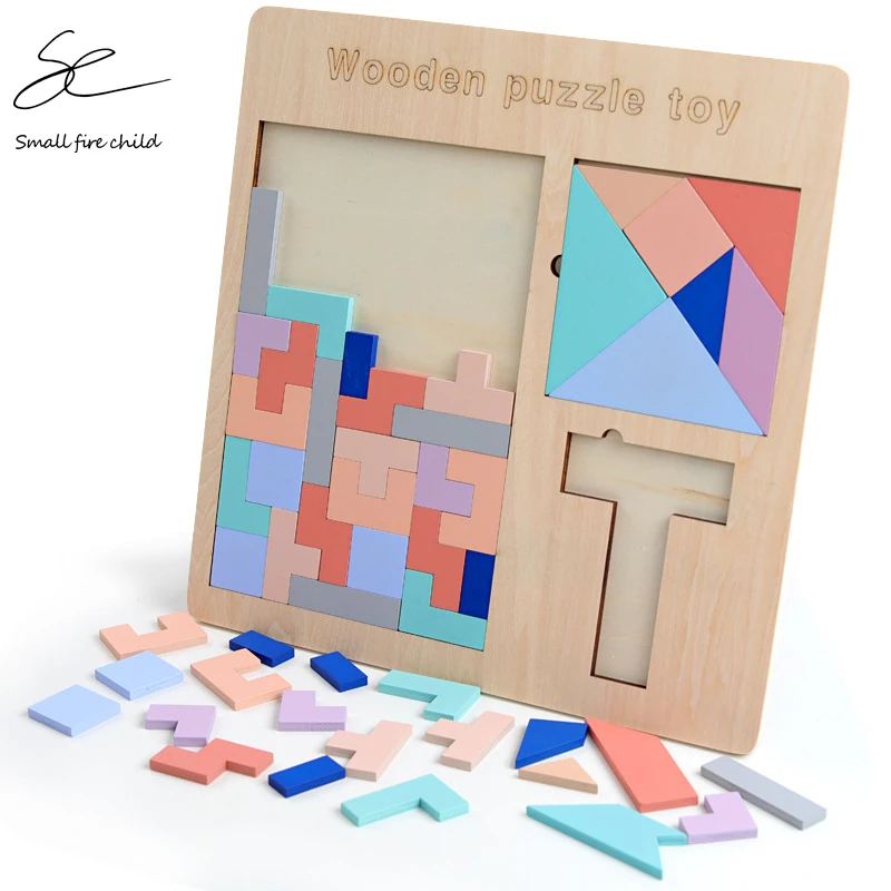 

NEW Tetris/Jigsaw/T Puzzle Wooden Toys for Kids Educational Puzzles Baby Learning Classic Toys Gift for Children