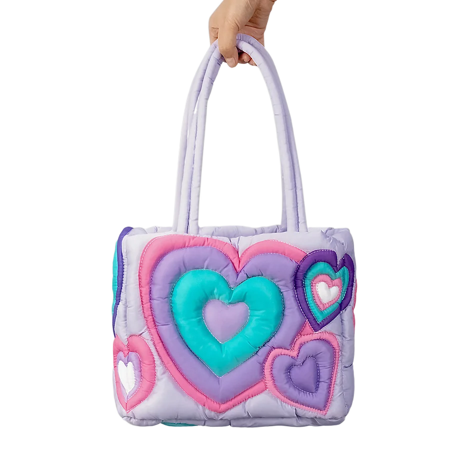 

New Down Tote Bag Women's Large Capacity Love Quilted Shoulder Bag Designer Luxury Bag Makaron Color Handbag for Female 2023