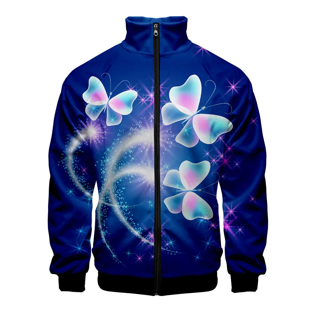 

Harajuku Popular Novelty Butterfly 3D Print Zipper Raglan Jacket Windbreaker Men/Boys Comfortable Stand Collar Jackets Coats