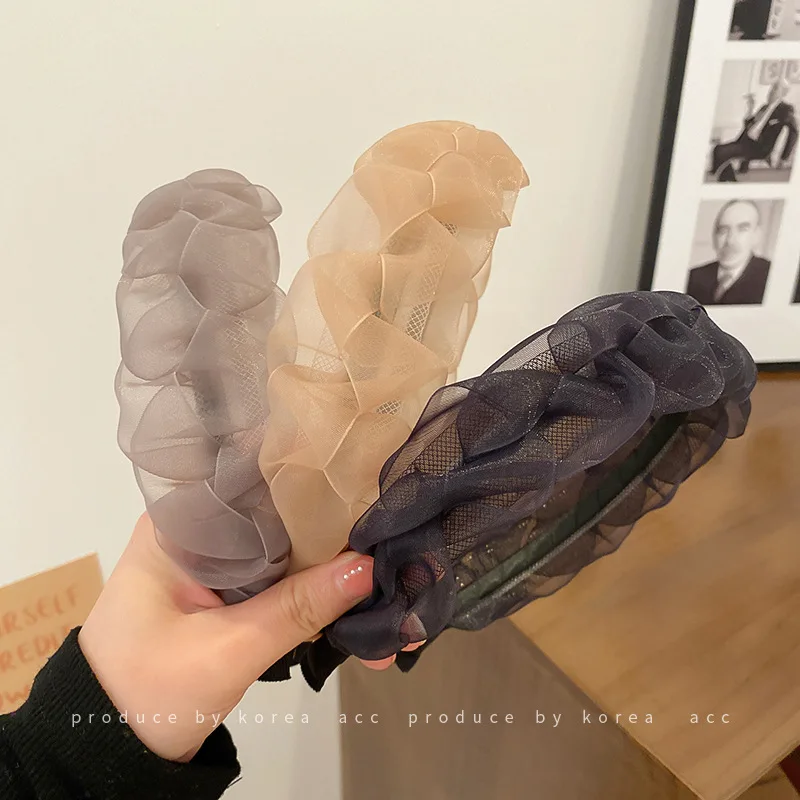 

French Retro Organza Twist Headband Temperament Simple Pressure Hair Headband Ins Style Literary Hair Accessories Women