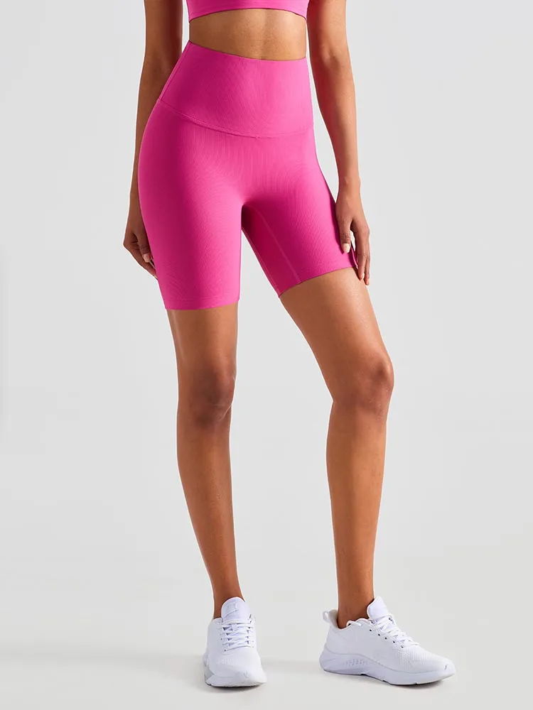 Fashion Women Sports Shorts Rib Cycling Jogging Fitness High Waist Gym Shorts Leggings Push Up Yoga Clothing Gym Running Shorts
