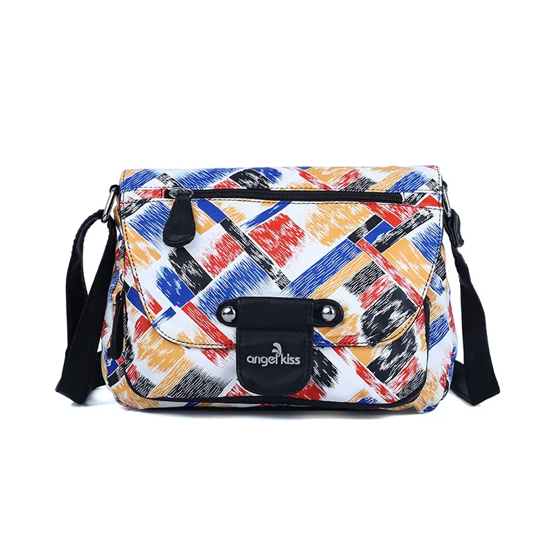 

Retro Women's Bag Soft PU Color Matching Grid Casual Shoulder Bag Girls Crossbody Bag for Female