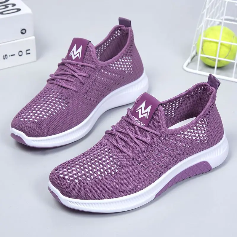 2023 new summer mesh women's sports shoes flats sneaker shoes fashion hollow out breathable female leisure walk soft and Comfort