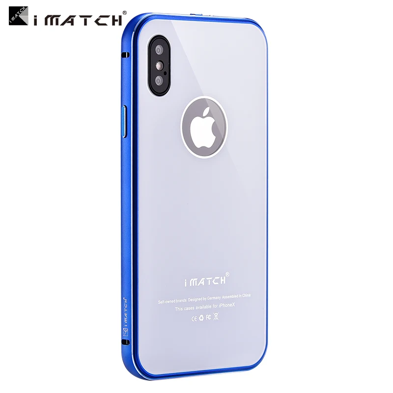 2018 Direct Selling Original Imatch For Appe Iphone X Xs Luxury Metal Bumper+ 9h Hardness Tempered Glass Back Cover