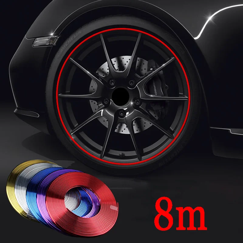 

5Color Car Wheel Rims Protectors Cover Auto Decor Strip Tire Guard Line Rubber Mounding Trim Guard Line 8M / Roll Rim Blades