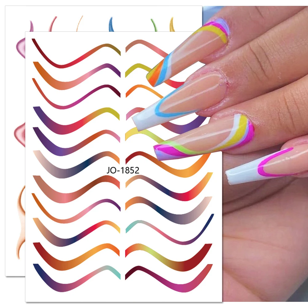 

Color Ribbon Nail Art Decals Geometric Lines Flower 3D Adhesive Sticker Bronzing Sunflower Rose Nail Sticker Nail Slider