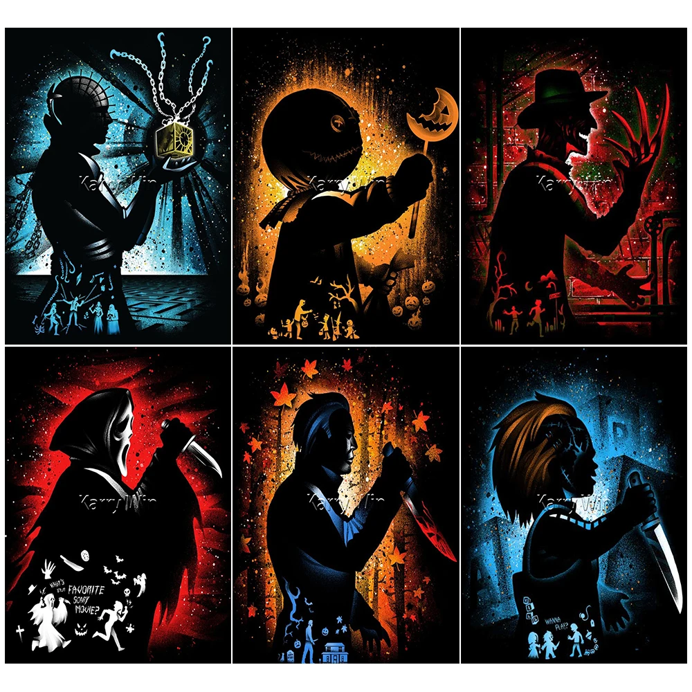 

5D DIY Diamond Painting Horror Movie Characters Shadow Art Hobby Embroidery Kit Cross Stitch Mosaic Home Decor Gifts
