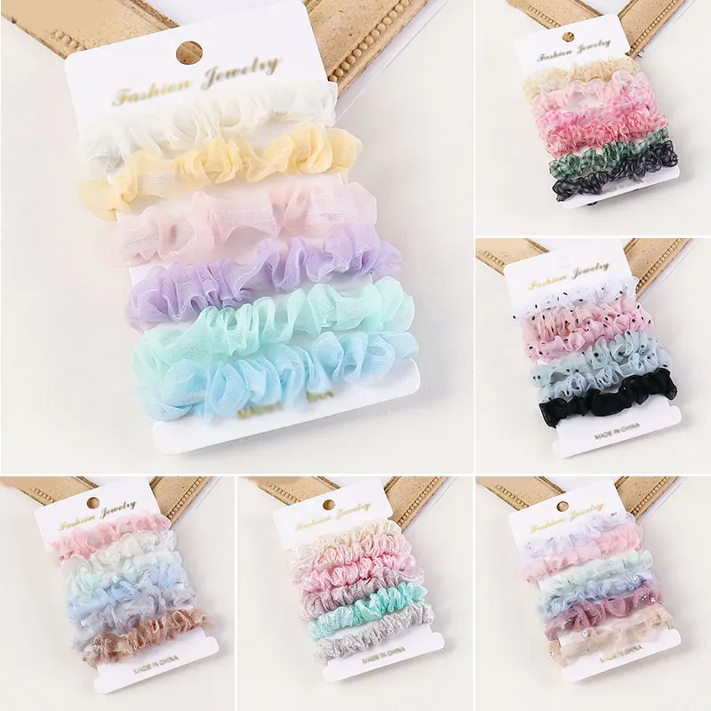 

6 шт., шифоновая эластичная Женская веревка для волос