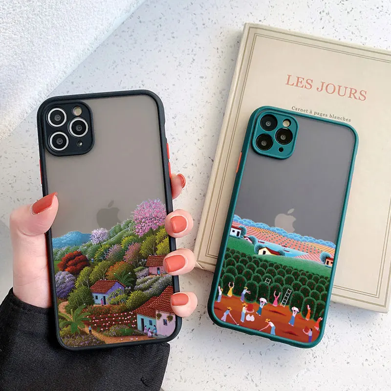 

Pastoral Landscape Oil Painting Phone Case For iPhone 11 7 8 Plus SE2 12 13 Mini 15 14 Plus 14 Pro Max X XR XS Back Covers