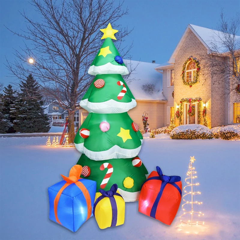 

180cm Xmas Tree Inflatable Toys with LED Lights Christmas Outdoor Decoration for Home Garden New Year Holiday Party Ornament