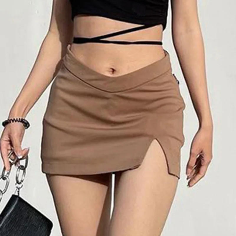 

Mini Skirt Punk Skirt V Waist-head Anti-light Skirt New Sexy Low Waist Small Split Hip Skirt Harajuku Skirt Sexy Skirt