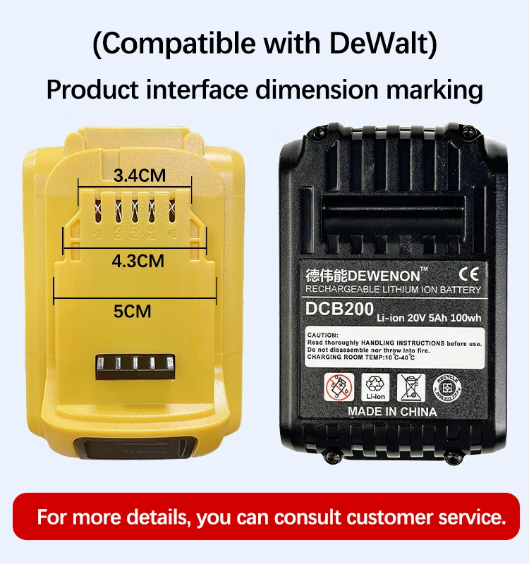 Фото Сменный аккумулятор для DeWalt 5 Ач/20 В DCD887 DCD805 DCF860 Dcd796 DCG406 DCF880 DCF512 DCD805, аккумулятор для электроинструментов №3
