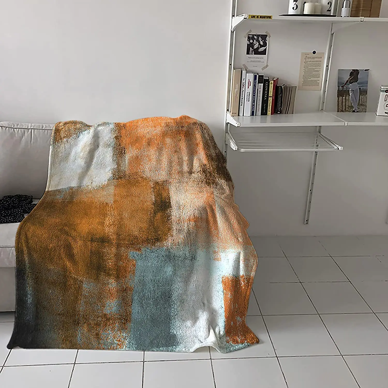 

Lightweight Decorative Fluffy Blanket for Sofa Bed Chair Living Bed Room Blue Gradual Gradient Throw Blanket for Couch Warm Cozy