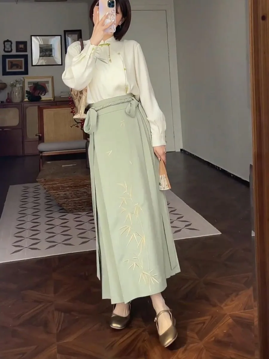 Модная женская юбка Hanfu с изображением лошади династии Мин Женский костюм