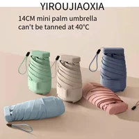 flat six folding color handle sun umbrella light and portable 14cm mini palm umbrella