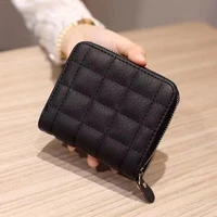 short wallets pu leather plaid purses card holder wallet for woman coin purse small zipper wallet