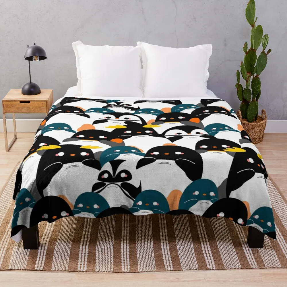 

Chubby Penguin Pattern Throw Blanket flannel fabric thin blanket blanket with fur big thick furry couple blanket