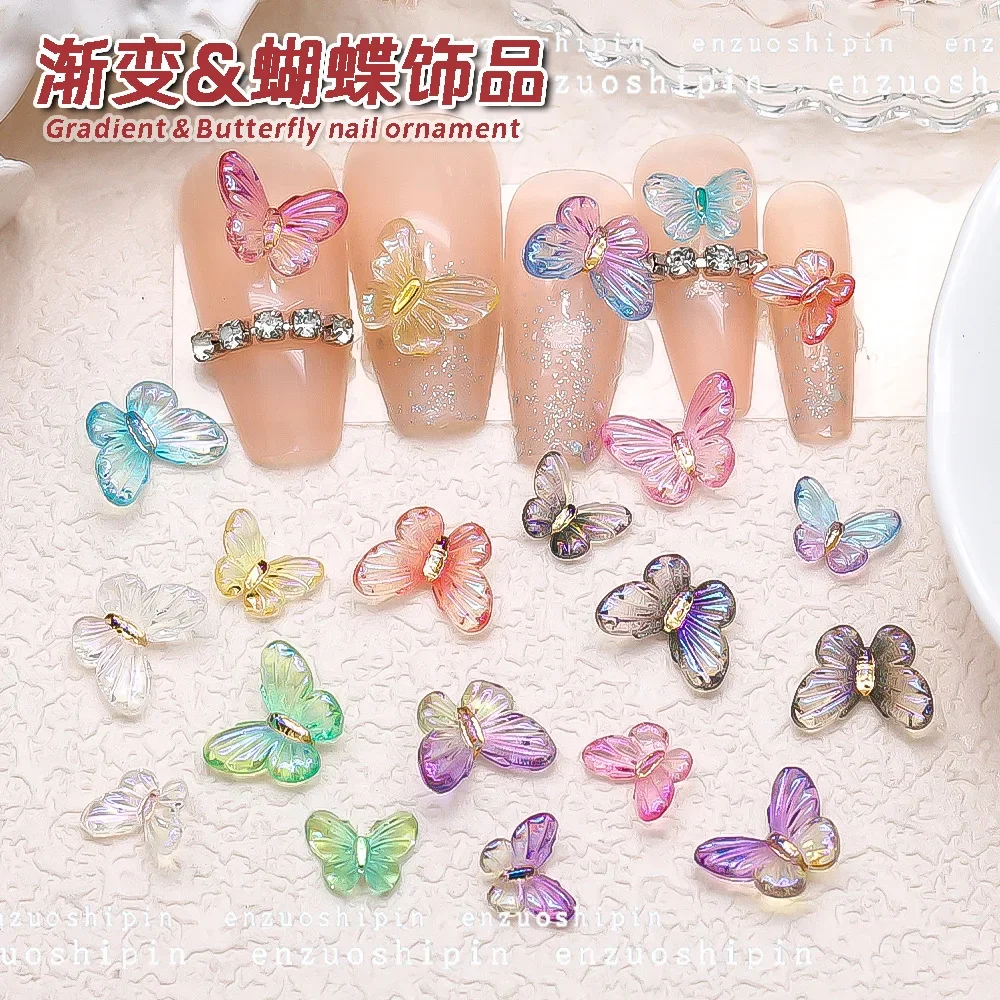 Мини-бабочка Авроры украшение для дизайна ногтей 6 мм розовые/синие/прозрачные