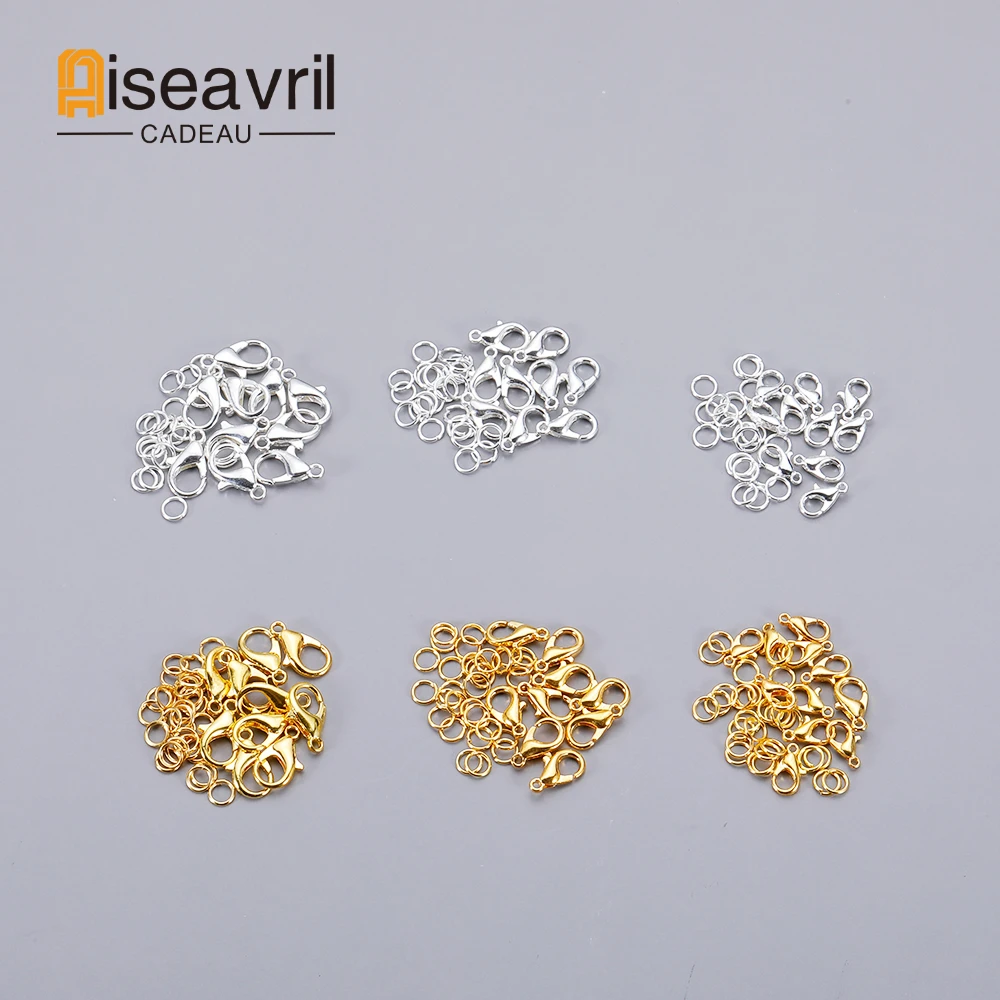 20pcs Rings+10pcs Clasps Set Lobster Clasp Open Jump Rings for Bracelet Necklace Connectors Jewelry Making DIY Kit Wholesale