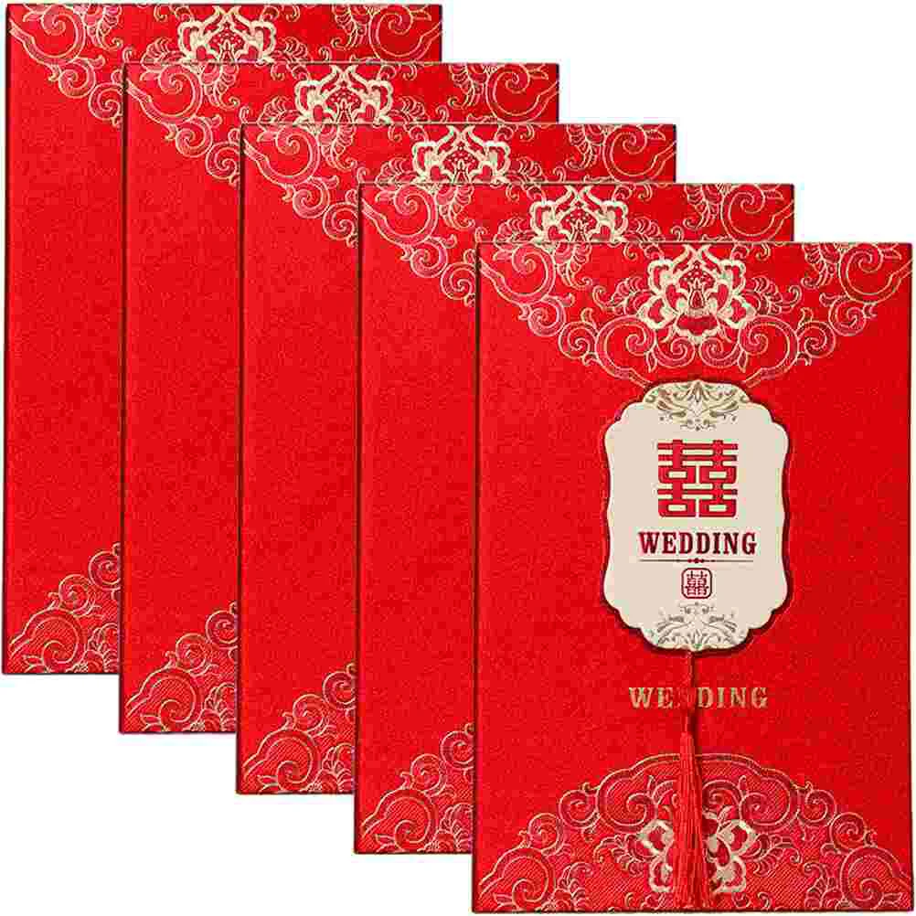 

5Pcs Invitation Romantic Wedding Card Chinese Wedding Invitation Wedding Decoration for Guest Gift Party