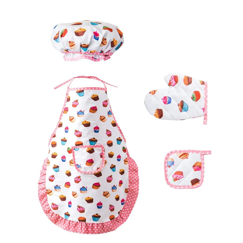 

Toy Cake Apron Role Play Kitchen Cooking Baking Girls Toy Cooker Play Set Children Kids Cooking Kitchenware Bake Set Hat + Apron