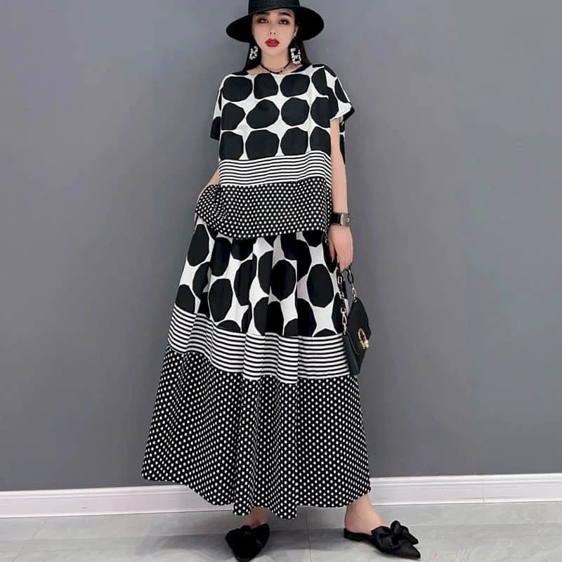 Женский комплект из 2 предметов рубашка с круглым вырезом и рукавом до локтя юбка