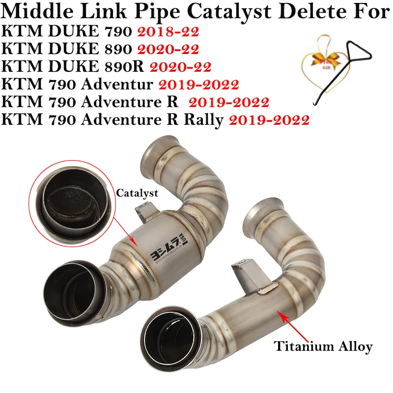 For KTM DUKE 790 890 Adventure R Rally KTM790 KTM890 Motorcycle Exhaust Escape Slip On Titanium Alloy Middle Link Pipe Muffler