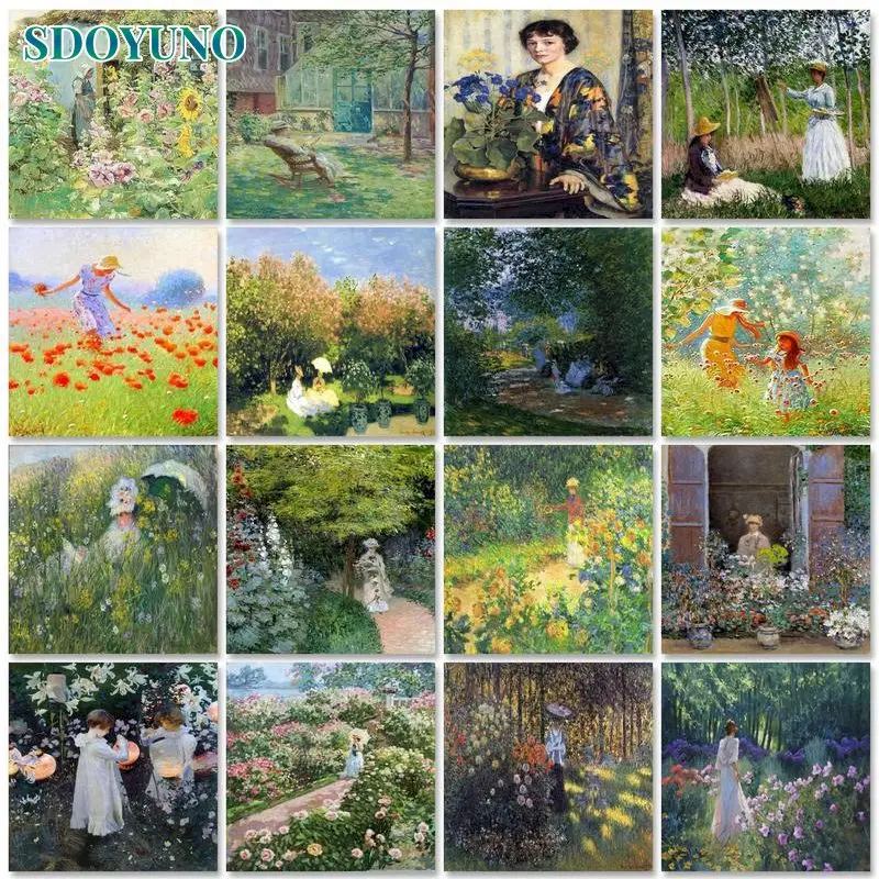 

SDOYUNO Classic Painting By Numbers For Adults Scenery Handpainted Coloring On Numbers Diy Gift Home Decors On Canvas