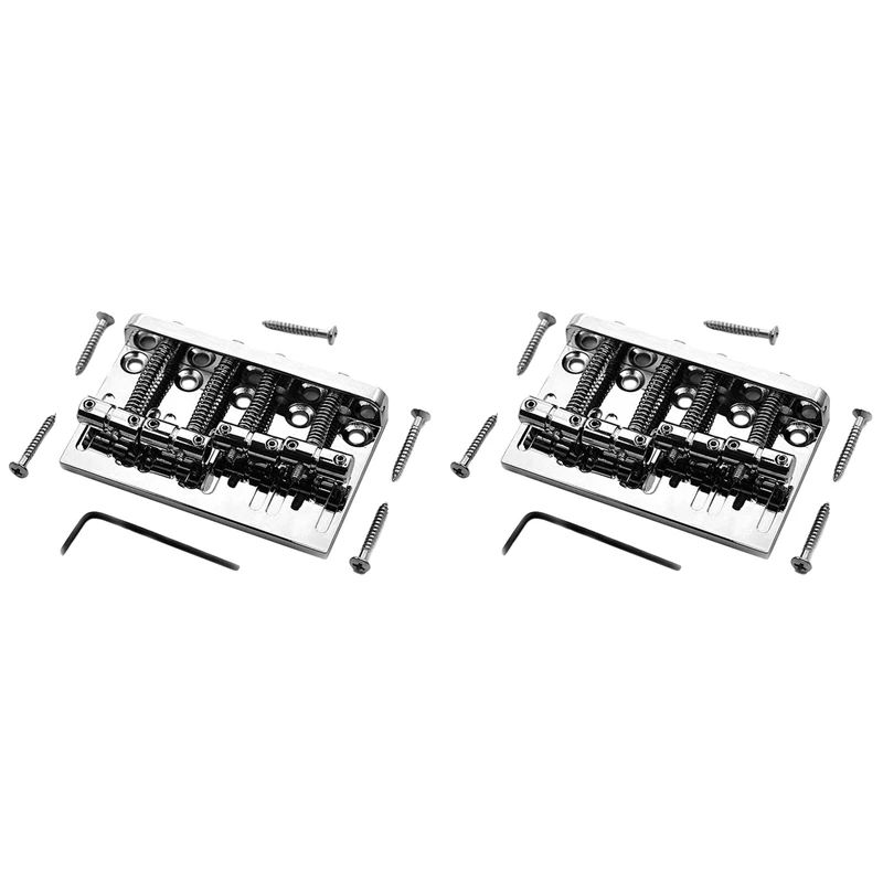 

2X 4 String Hardtail Bass Guitar Bridge For Fender Precision Jazz Bass PB JB Style Bass, Chrome