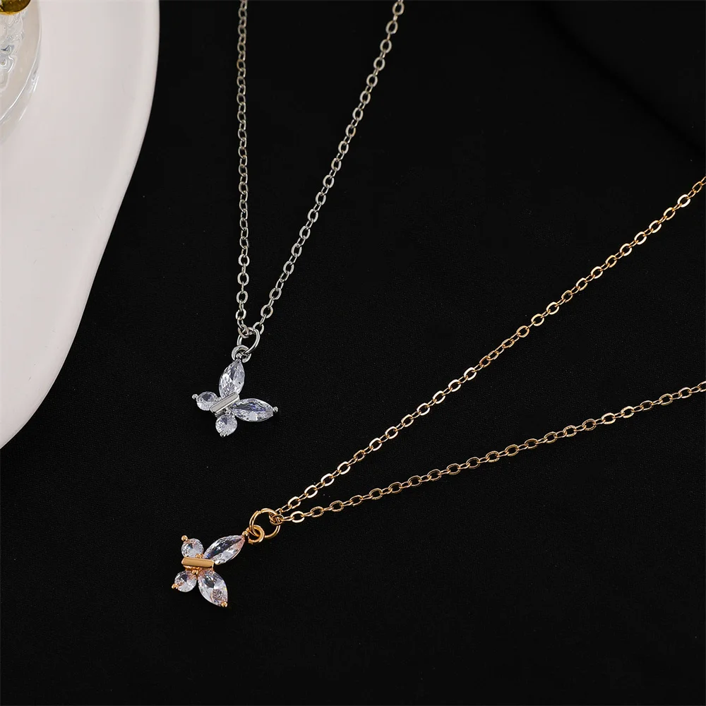

Dainty Transparent Butterfly Necklace for Women Fashion Animal Zircon Choker Necklaces DIY Jewelry Accessories Party Gifts 2023