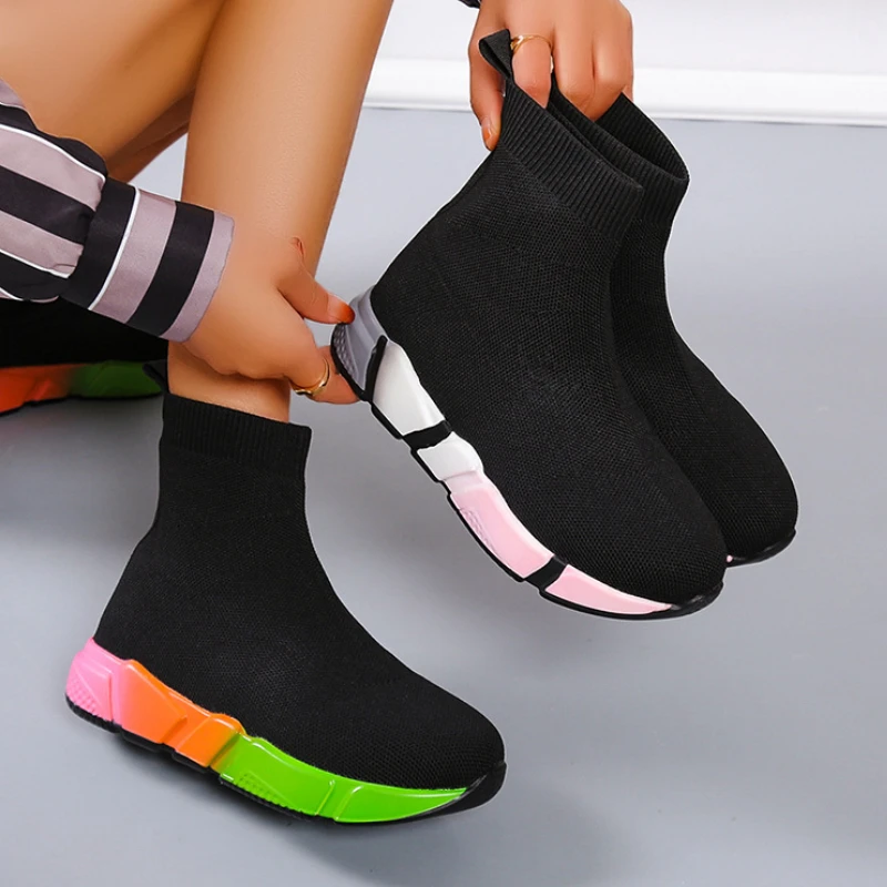 

Platform Sneakers Women Round Toe Sports Solid Color Plus Size Casual Flats Climbing Hiking Shoes Zapatos Deportivos Para Mujer