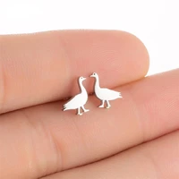 new stainless steel duck quacker fowl earrings for women girls small novelty farm animal fashion jewelry teens gifts wholesale