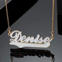 personalized two tone heart name necklace customized gold plated stainless steel name necklace for women girlfriend jewelry gift