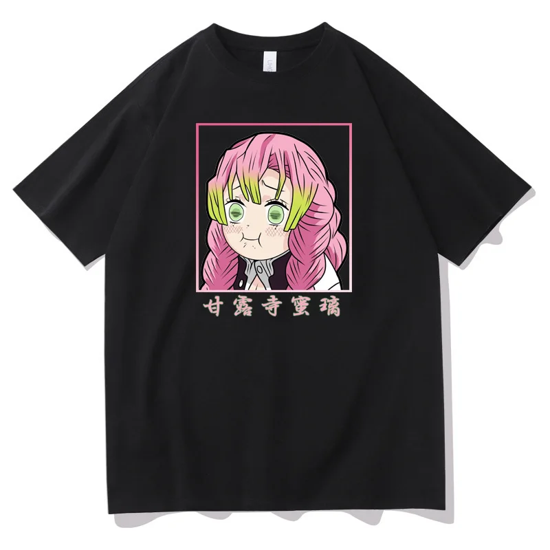 

Топ с рассеканием демонов, Милая футболка Mitsuri, летний Свободный Топ унисекс с коротким рукавом в стиле аниме