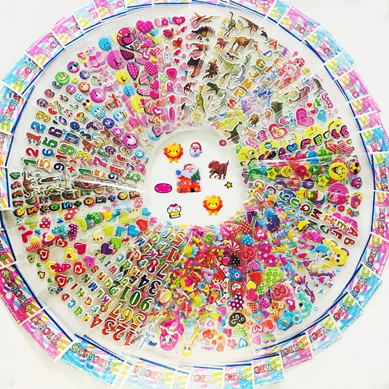 

40 Sheets Kids Cute 3D Cartoon Stickers Waterproof Bubble DIY Sticker Children Scrapbooking Decoration School Teacher Reward Toy