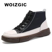 woizgic womens genuine leather ankle boots shoes flats female ladies lace up students retro autumn spring size 35 41