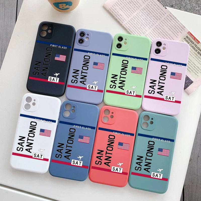 

NEW Square Liquid Silicone Phone Case For iPhone 14 11 12 13 Pro Max X XS XR 7 8 Plus SE2 Full Lens Cover Travel Airplane Ticket