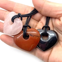 heart pendant necklace jewelry natural stone love crystal fashion pendant necklace large hole loose bead supplies gift 30x35mm