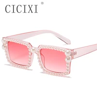 cicixi 2022 summer new square sunglasses hip hop diamond encrusted glasses ins hot jelly pink stylist pearl sunglasses women