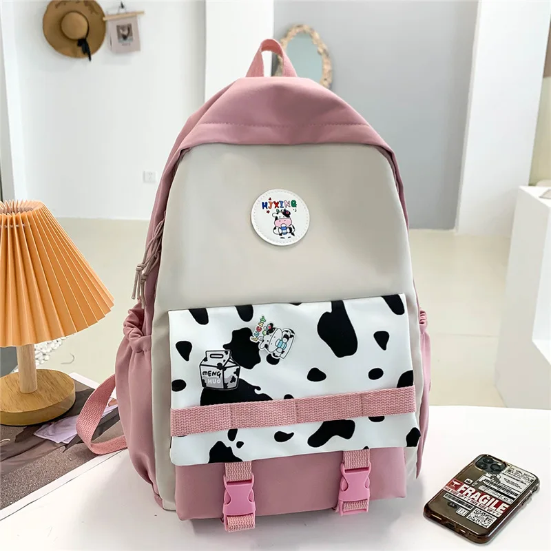 

Middle School Bags for Girls Student Cute Pink High School Backpack Women Bookbag Casual College Style 2022