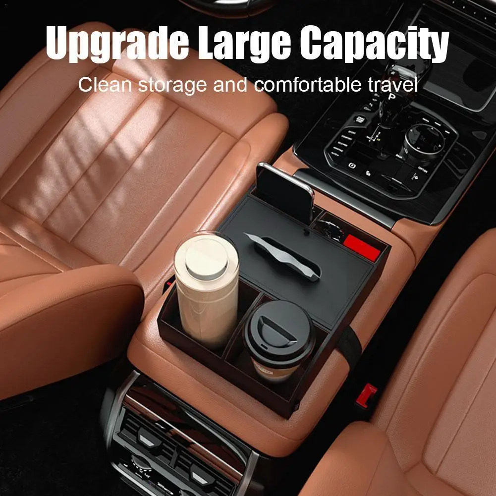 

Универсальный автомобильный ящик для хранения, подлокотник, органайзер для салона автомобиля, аксессуары для хранения и поддержания порядка, держатель для стаканов и салфеток G0V7